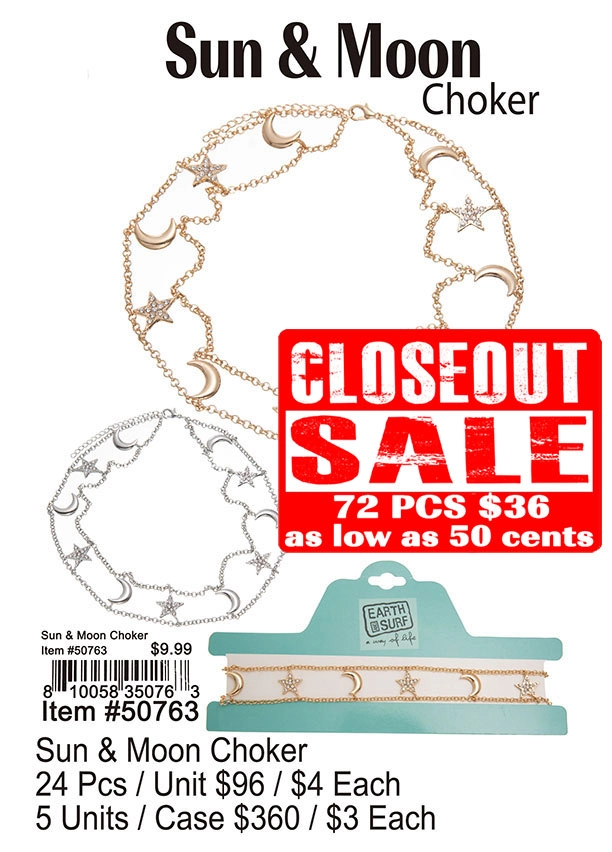 Sun and Moon Choker - Closeout 72 Pcs.